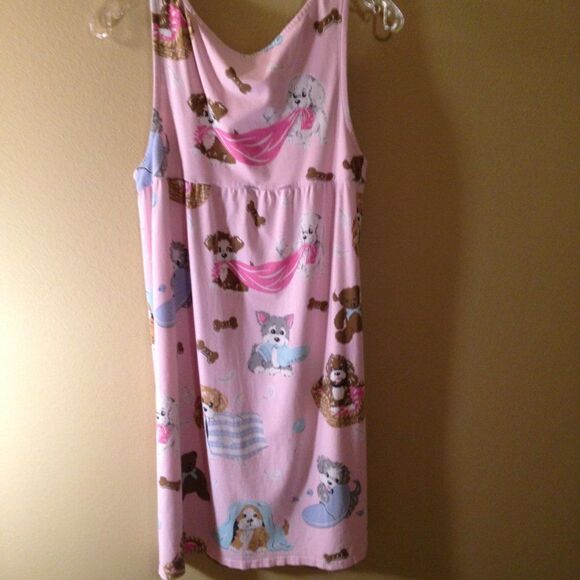 Comfy Nick & Nora Sleeveless Nightgown Teddy Bears and Puppy Dogs Large - Picture 2 of 6